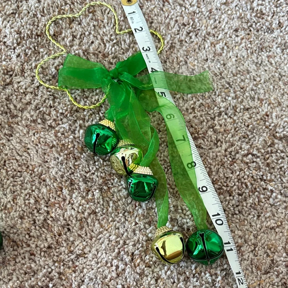 Festive Green and Gold Garland with Bells